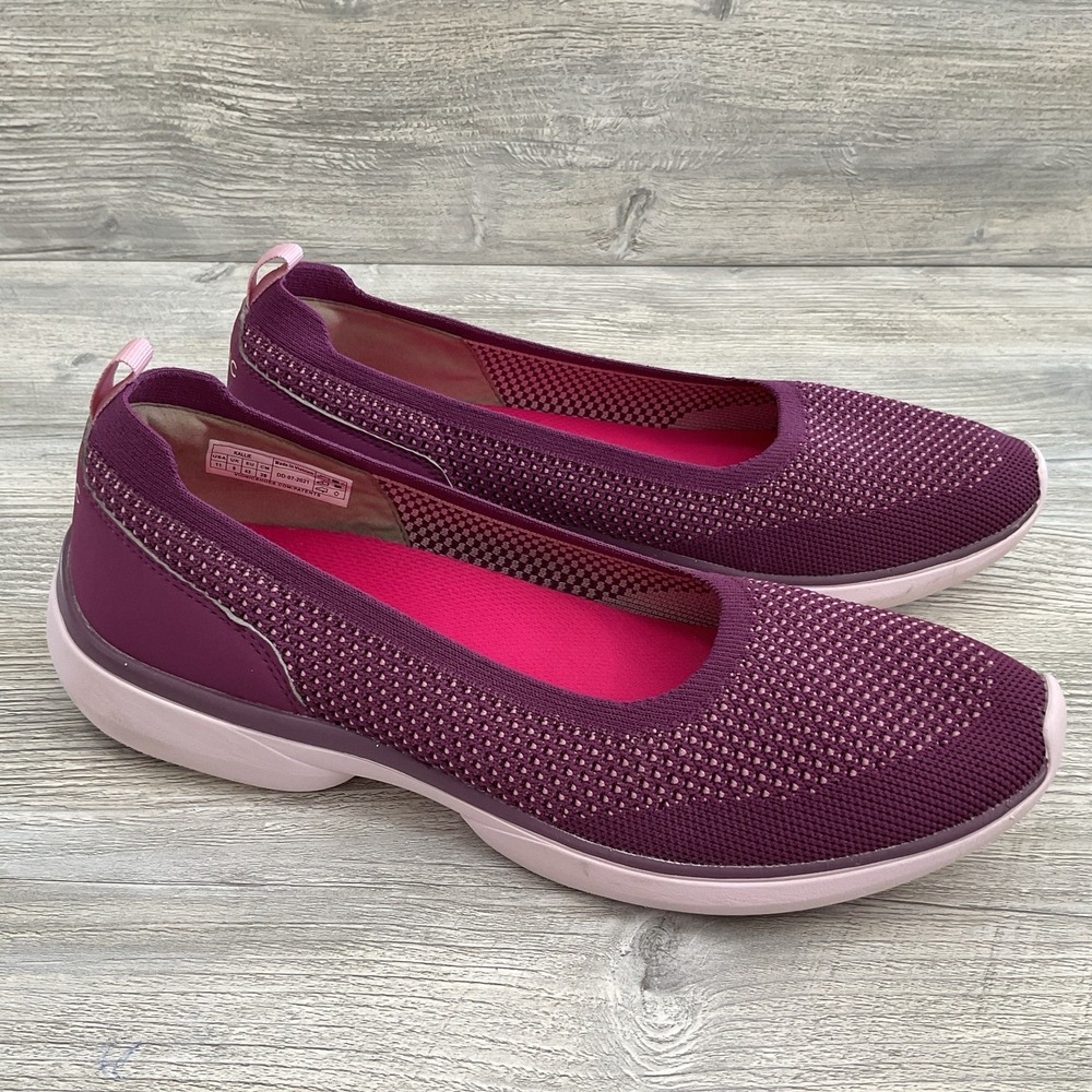Vionic Kallie Purple Pink Knit Slip On Walking Shoes Sneakers Women's Size 11